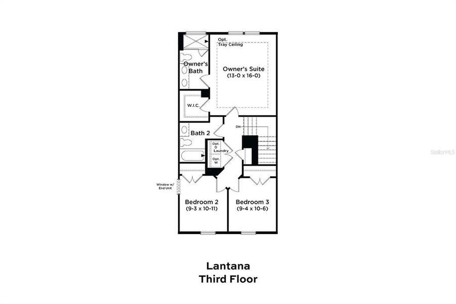 2D floor plan layout of this home in Parkview at Hamlin, Winter Garden, FL (Image 3).