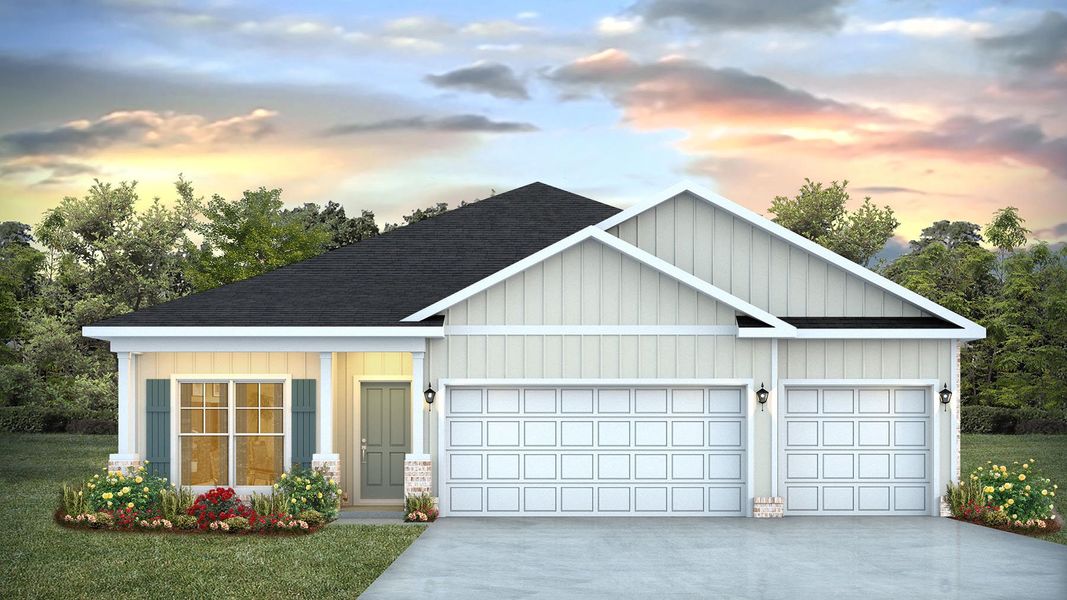 Representative exterior photo of a completed home built from the Madison by D.R. Horton in Owl's Head Farms, Freeport, FL (Image 24).