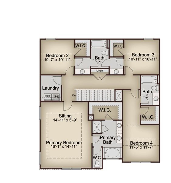 2D floor plan layout for the Lakewood by McKinley Homes in Highland Park, Stonecrest, GA (Image 5).