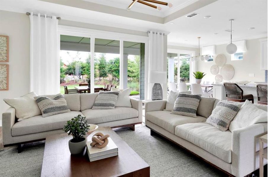 Furnished interior view inside a new home in Del Webb Sunbridge, St. Cloud (Image 4). Furnished interior view inside a new home in Del Webb Sunbridge, St. Cloud (Image 4).