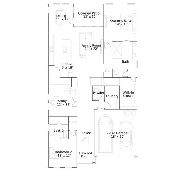2D floor plan layout of this home in The Preserve at Rosenberg, Rosenberg, TX (Image 3).