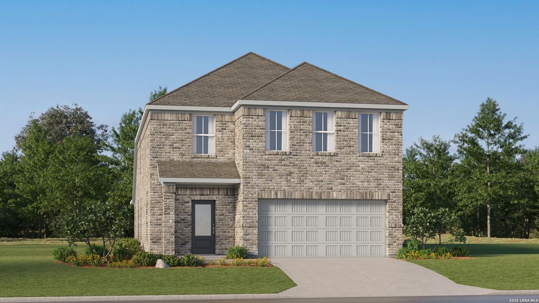 Front exterior of a new home in Blossom Ranch, San Antonio, TX, highlighting curb appeal (Image 19).