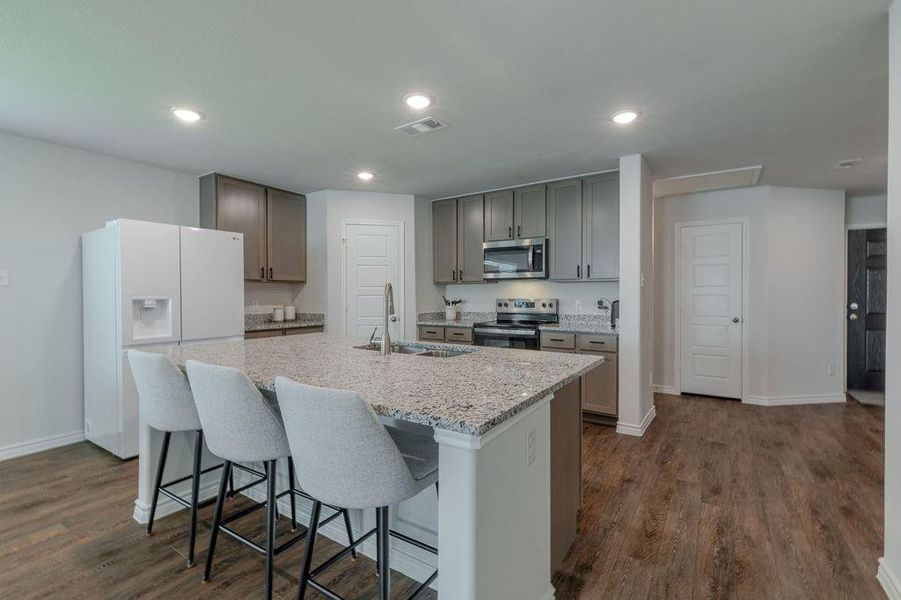 Great open-concept with granite counters Great open-concept with granite counters