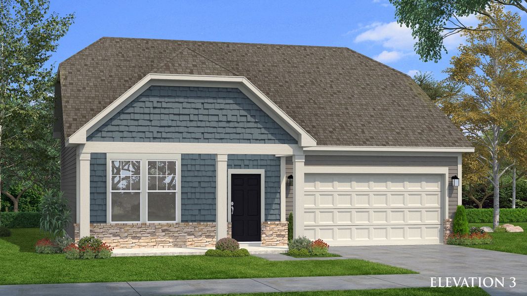Representative exterior photo of a completed home built from the Fairfield by DRB Homes in Oakmont Manor, Oxford, NC (Image 6).