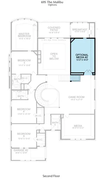 2D floor plan layout for the Malibu by Landon Homes in Fields - Brookside North, Frisco, TX (Image 9). 2D floor plan layout for the Malibu by Landon Homes in Fields - Brookside North, Frisco, TX (Image 9).
