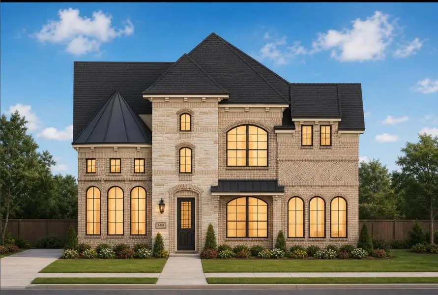 Representative exterior photo of a completed home built from the Royal Martinique by Grand Homes in Edgewater, Fate, TX (Image 17). Representative exterior photo of a completed home built from the Royal Martinique by Grand Homes in Edgewater, Fate, TX (Image 17).