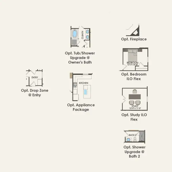 2D floor plan layout for the Orchard by Pulte Homes in Parks of Village Creek, Burleson, TX (Image 3).