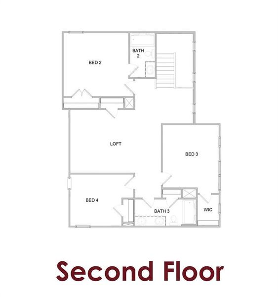 2D floor plan layout of this home in Pinecrest Ridge, Dacula, GA (Image 3).