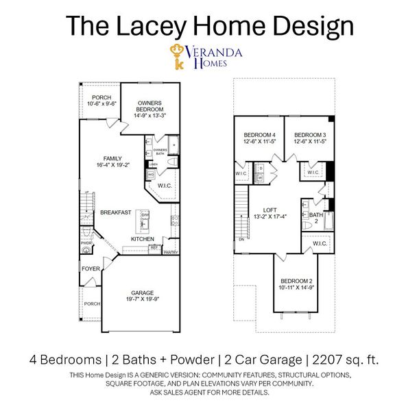 2D floor plan layout for the Lacey by Veranda Homes in Moonlite Village, Sumter, SC (Image 2). 2D floor plan layout for the Lacey by Veranda Homes in Moonlite Village, Sumter, SC (Image 2).