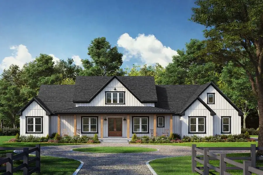 Front exterior of a new home in Parallel Pastures, Poolville, TX, highlighting curb appeal (Image 2). Front exterior of a new home in Parallel Pastures, Poolville, TX, highlighting curb appeal (Image 2).