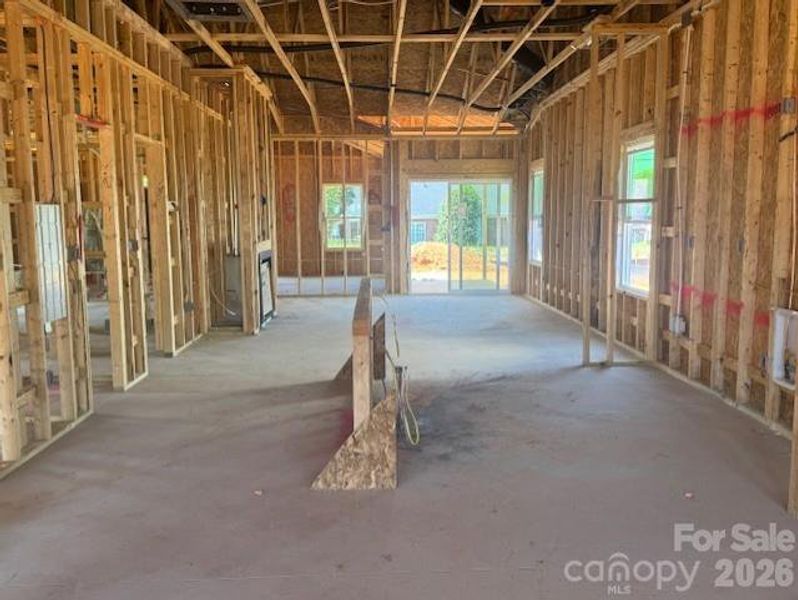 Kitchen and Island in framing
