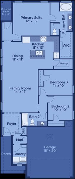 2D floor plan layout for the Blackburn by UnionMain Homes in Reunion, Rhome, TX (Image 4).