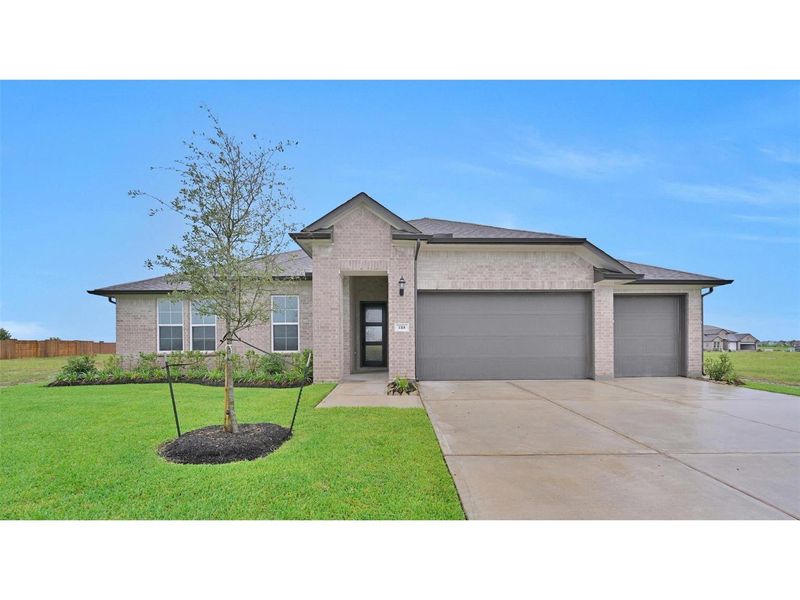 Front exterior of a new home in Lago Mar, Texas City, TX, highlighting curb appeal (Image 1).