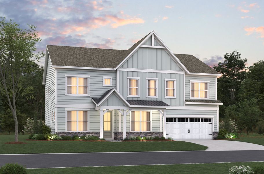 Representative exterior photo of a completed home built from the Mitchell by Beazer Homes in Stonewood Estates: Landmark, Durham, NC (Image 15).