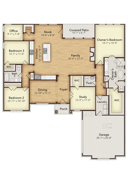 2D floor plan layout of this home in Kentsdale Farms, DeSoto, TX (Image 3). 2D floor plan layout of this home in Kentsdale Farms, DeSoto, TX (Image 3).