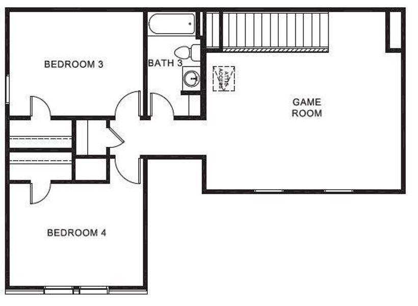 D.R. Horton's Owl floorplan, 2nd floor - All Home and community information, including pricing, included features, terms, availability and amenities, are subject to change at any time without notice or obligation. All Drawings, pictures, photographs, video, square footages, floor plans, elevations, features, colors and sizes are approximate for illustration purposes only and will vary from the homes as built.