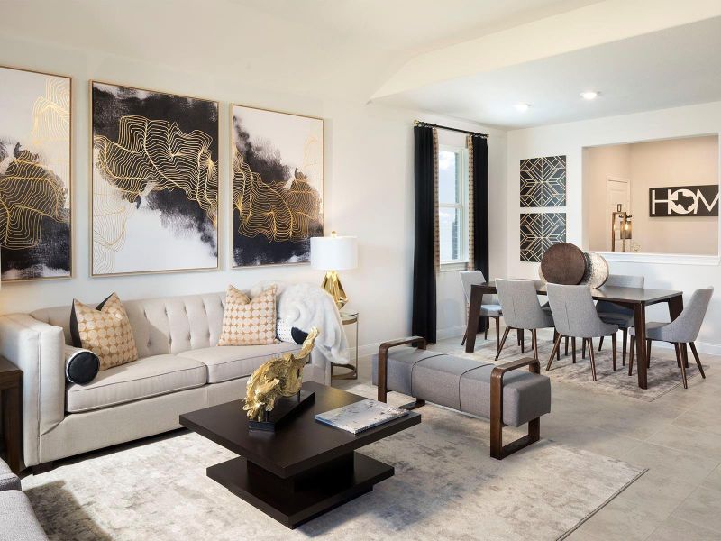Furnished interior view inside a new home in Riviera Pines - Premier Series, Huffman (Image 5). Furnished interior view inside a new home in Riviera Pines - Premier Series, Huffman (Image 5).