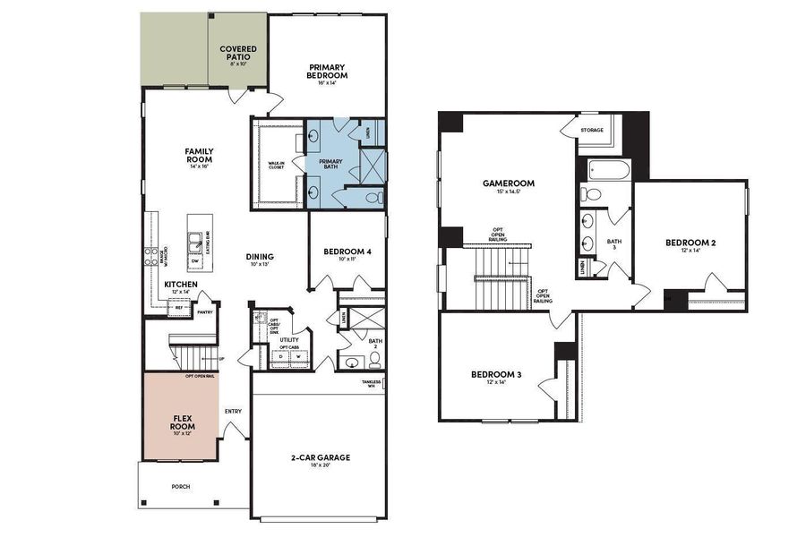 2D floor plan layout of this home in 45' Traditional Homes at Elyson, Katy, TX (Image 1). 2D floor plan layout of this home in 45' Traditional Homes at Elyson, Katy, TX (Image 1).