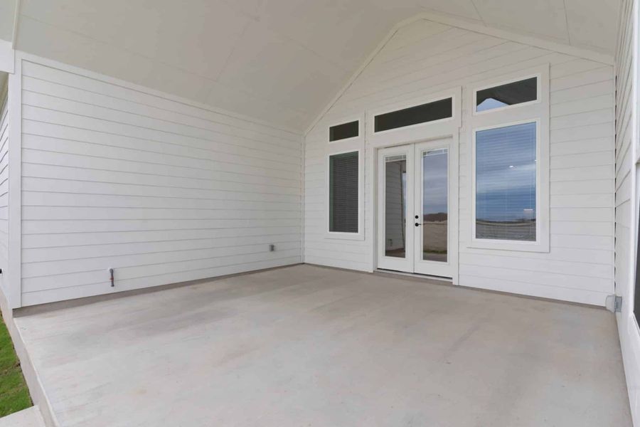 Exterior details and patio area of a home in The Grove at Blackhawk, Pflugerville (Image 25).