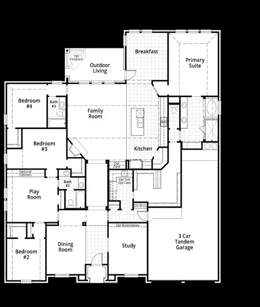 2D floor plan layout of this home in Sandbrock Ranch, Aubrey, TX (Image 2).