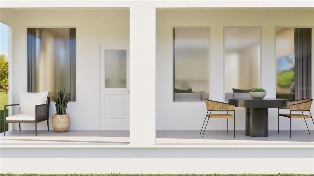 Exterior details and patio area of a home in Sanctuary at Wellness Ridge, Clermont (Image 2). Exterior details and patio area of a home in Sanctuary at Wellness Ridge, Clermont (Image 2).