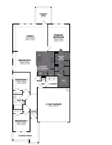2D floor plan layout of this home in Hunter's Ranch, San Antonio, TX (Image 1).