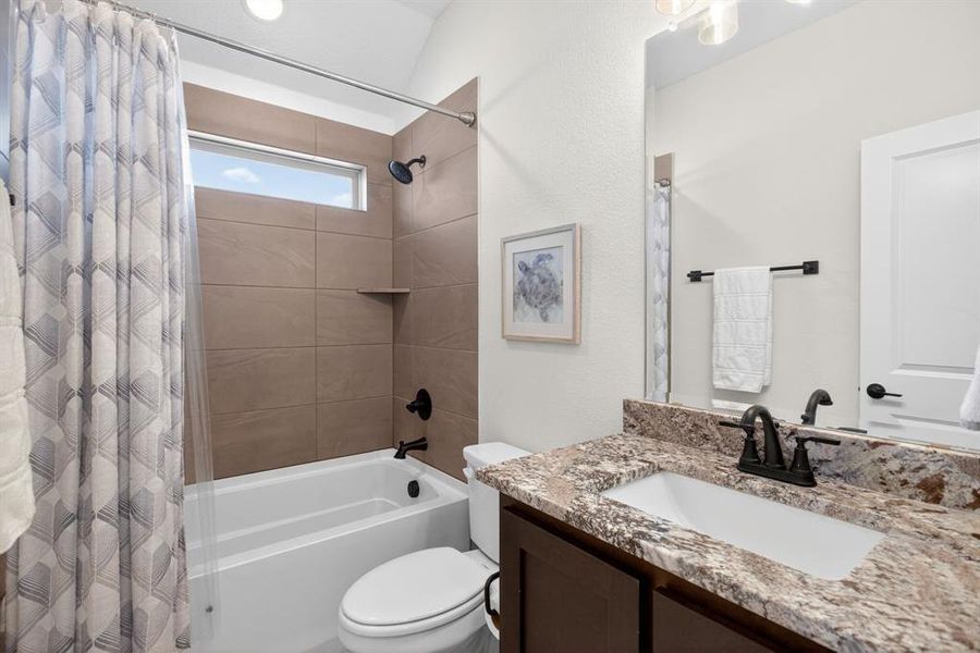 Full hall bathroom upstairs. Same nice finishes. Full hall bathroom upstairs. Same nice finishes.