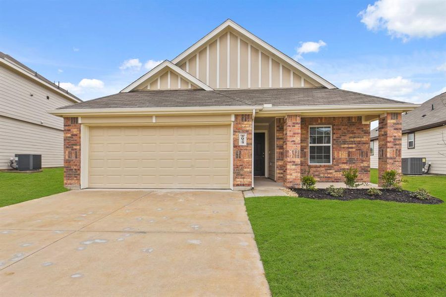 Front exterior of a new home in Deer Creek, Fort Worth, TX, highlighting curb appeal (Image 1). Front exterior of a new home in Deer Creek, Fort Worth, TX, highlighting curb appeal (Image 1).