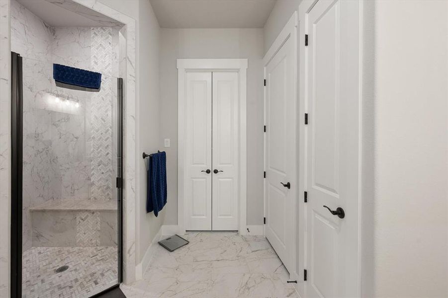 So much storage and large walk in closet and large walk in shower