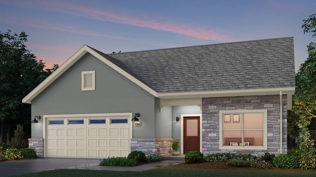 Representative exterior photo of a completed home built from the Promenade by Epcon Communities in The Courtyards at Lupton Village, Fort Lupton, CO (Image 22). Representative exterior photo of a completed home built from the Promenade by Epcon Communities in The Courtyards at Lupton Village, Fort Lupton, CO (Image 22).