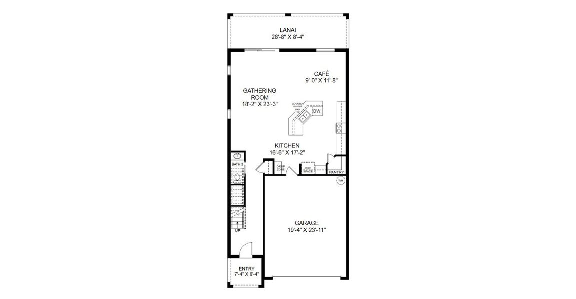 2D floor plan layout for the Wesley II by Highland Homes of Florida in Touchstone, Lakeland, FL (Image 3).