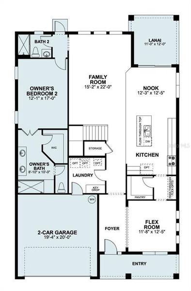 2D floor plan layout of this home in Estates at Rivercrest, Sanford, FL (Image 3).