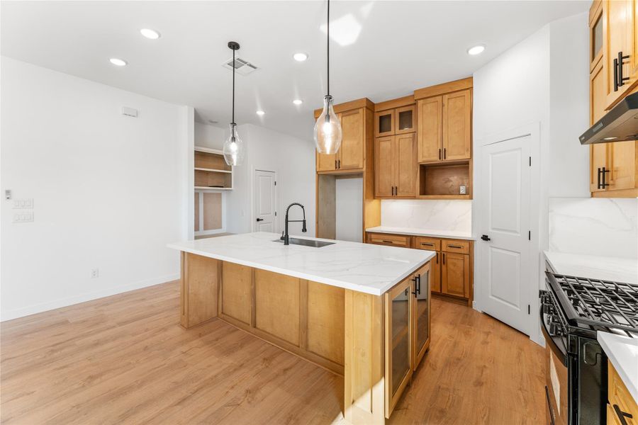 Notice ceiling height cabinets for a complete look