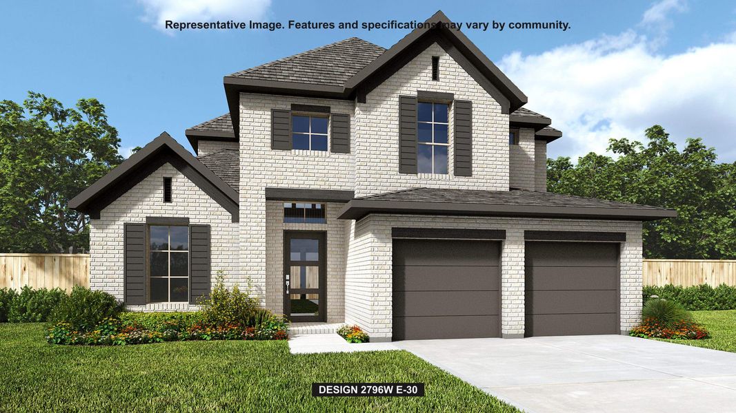 Front exterior of a new home in Eldorado At Santa Rita Ranch 50', Liberty Hill, TX, highlighting curb appeal (Image 1).