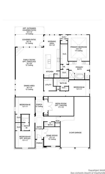 2D floor plan layout of this home in Meadows Of Mill Creek 60', Seguin, TX (Image 2).