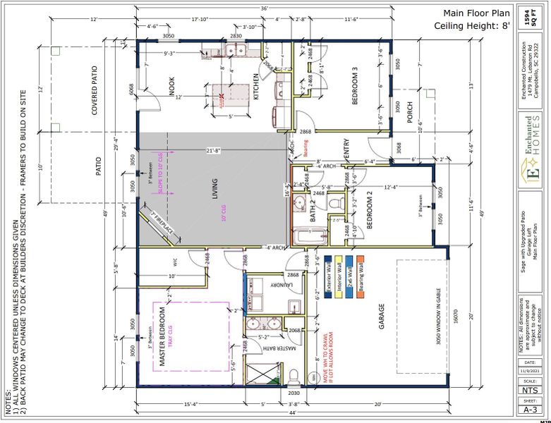 2D floor plan layout of this home in Huckleberry Cove, Chesnee, SC (Image 3).