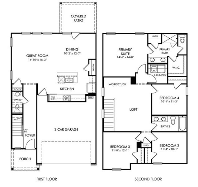 2D floor plan layout of this home in Martin Springs - Reserve Series, Lawrenceville, GA (Image 3).