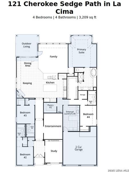 2D floor plan layout of this home in La Cima, San Marcos, TX (Image 4).