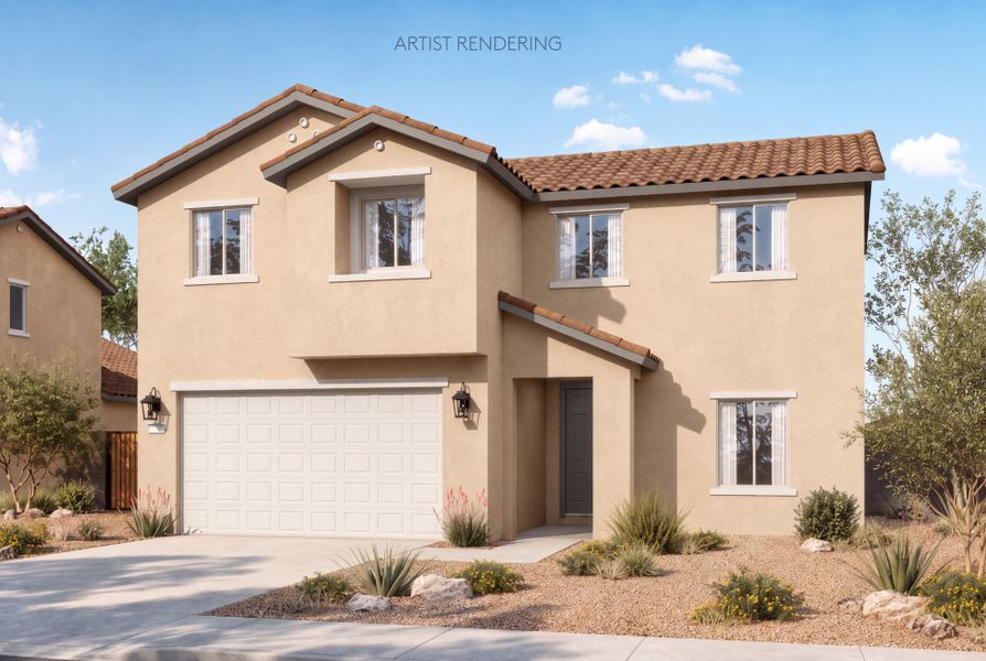 Representative exterior photo of a completed home built from the Starling by Pulte Homes in Copperland Estates, Marana, AZ (Image 18).