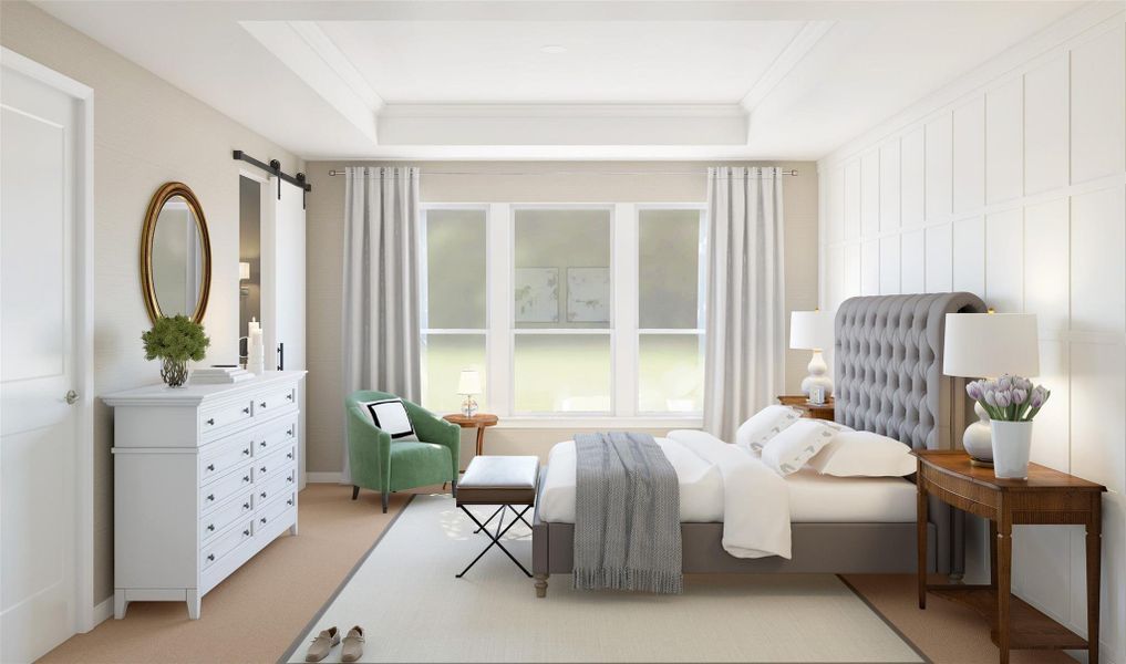 Tranquil primary suite (*Artist rendering used for illustration purposes only.)