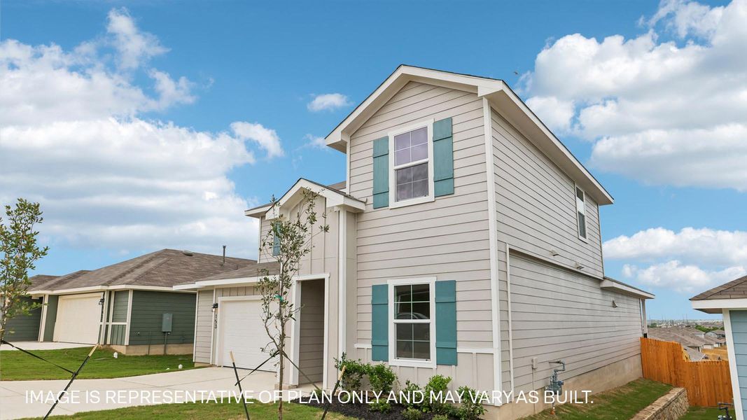 Front exterior of a new home in Talavera, Kyle, TX, highlighting curb appeal (Image 21).