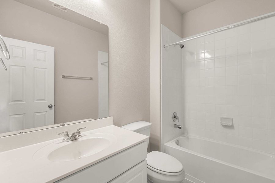 Secondary bath. Note: Sample product photo - actual exterior and interior selections may vary by homesite