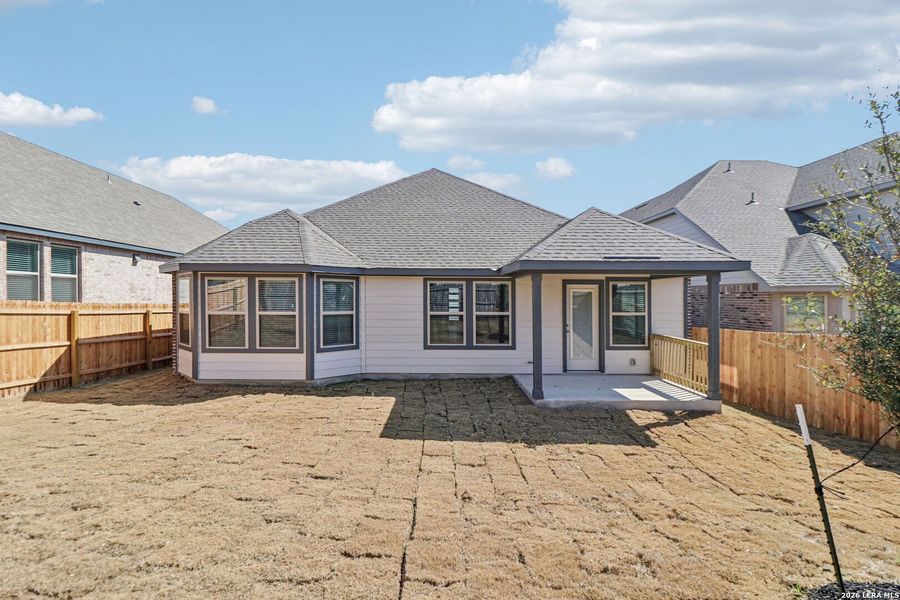 Exterior details and patio area of a home in Arcadia Ridge - Classic Series, San Antonio (Image 32).
