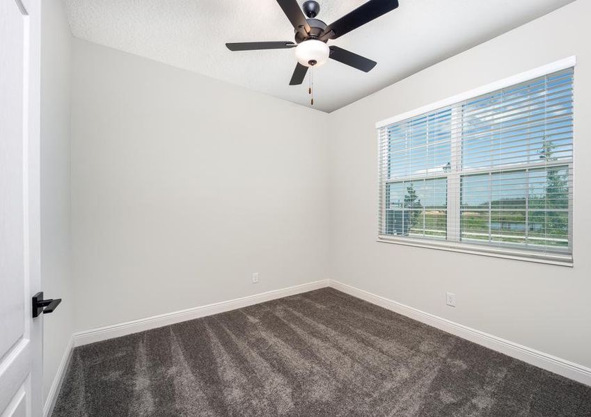 A large bedroom with lush carpet