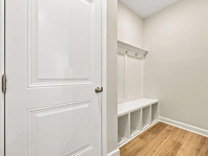 Mudroom Bench & Door to Garage Mudroom Bench & Door to Garage