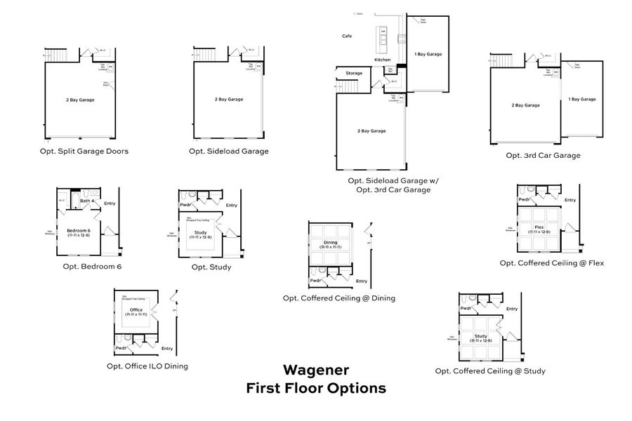 2D floor plan layout for the Wagener by DRB Homes in Weavers Pointe, Zebulon, NC (Image 4).