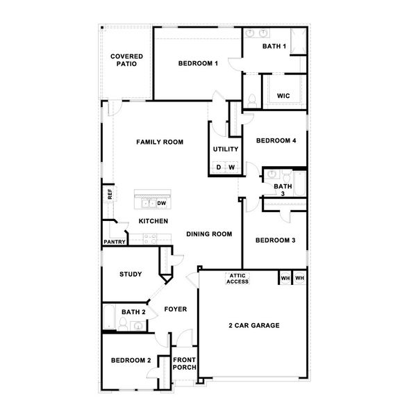 2D floor plan layout for the The Lakeway by D.R. Horton in Trails at Wildhorse, Austin, TX (Image 3). 2D floor plan layout for the The Lakeway by D.R. Horton in Trails at Wildhorse, Austin, TX (Image 3).