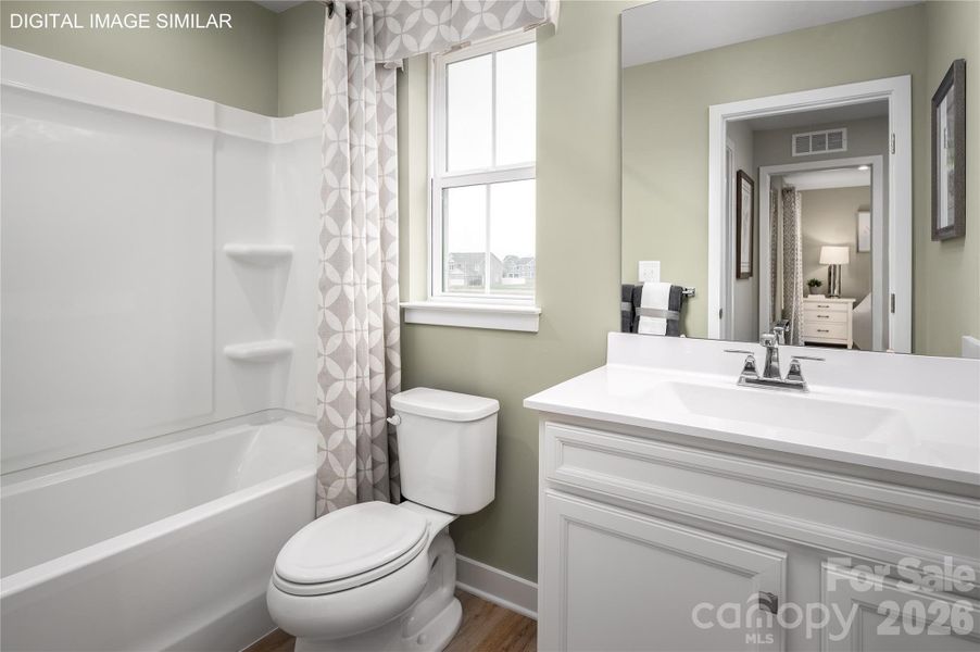 Inviting upstairs full bath with tub/shower combo—designed for both comfort and convenience. Inviting upstairs full bath with tub/shower combo—designed for both comfort and convenience.