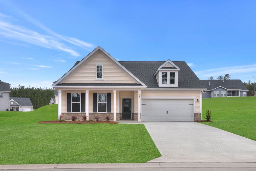 Front exterior of a new home in The Beacon at Old Peachtree Single Family Homes, Lawrenceville, GA, highlighting curb appeal (Image 48).