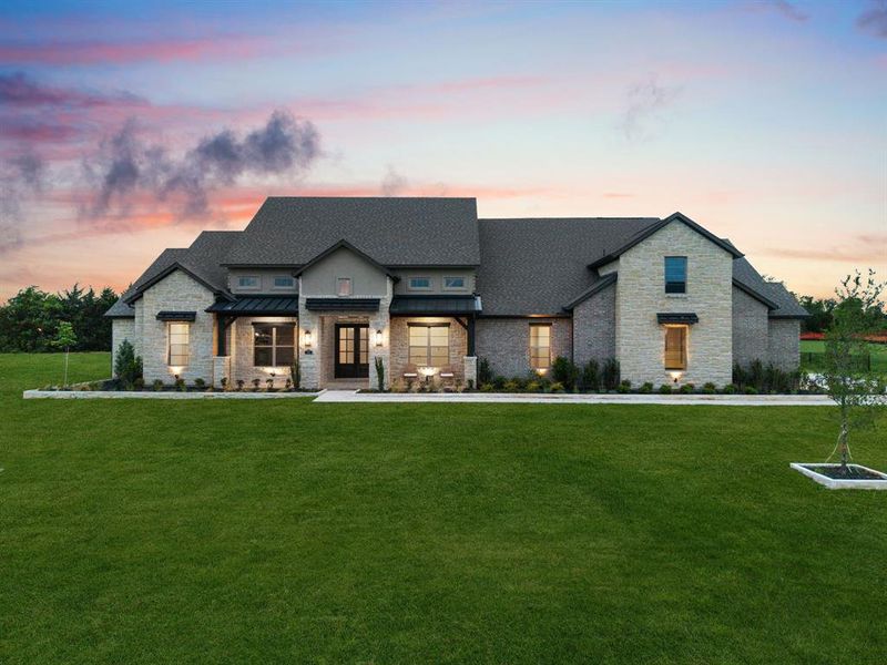 Front exterior of a new home in Chapel View, Heath, TX, highlighting curb appeal (Image 1). Front exterior of a new home in Chapel View, Heath, TX, highlighting curb appeal (Image 1).